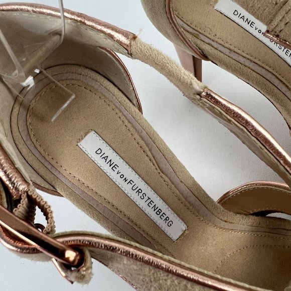 Diane von Furstenberg Jodi Beige Suede Strappy Platform Sandal Heels size 8 - Picture 12 of 16